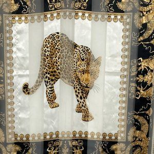 Vintage Sheetah/Leopard Silk Feel Gold/Black Scarf 42 Sq
